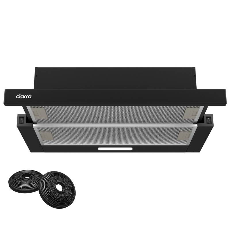 CIARRA Flachschirmhaube 60 cm 370 m³/h A++ Unterbau Abzugshaube VM6906DB von CIARRA