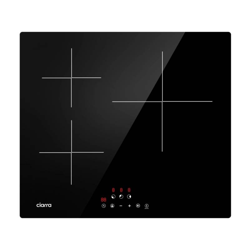 CIARRA Induktionskochfeld 60 cm 3-Zonen 9 Stufen Touch-Control VM3BIH von CIARRA