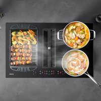 CIARRA ONE Kochfeld mit Dunstabzug CBBEH834BBF 83 cm Kochfeldabzug Boost Touch-Control mit 4 Platten 1 Flex Zone von CIARRA
