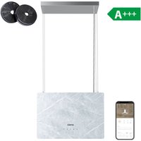 CD4850W Inselhaube Serie Pinnacle a+++ Ivory Mist Marmor 700m³/h Freihängend Dunstabzugshaube WiFi App Touch - Ciarra von CIARRA