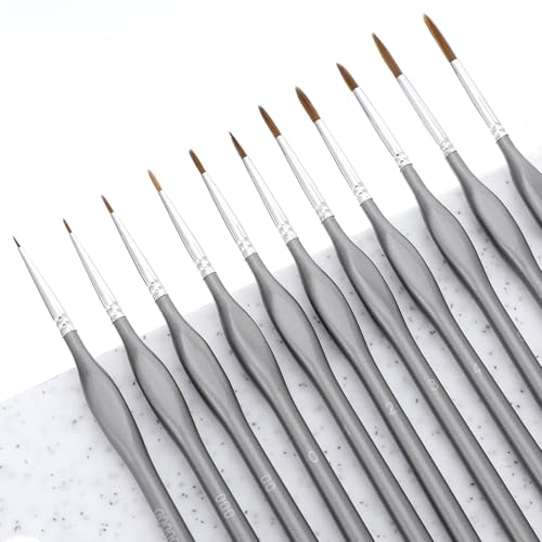 11 Stück Feine Pinsel,Detail Miniatur Pinsel Set,Modellbau Pinsels,Malen nach Zahlen Pinsels,für Acryl,Aquarelle und Malen Nach Zahlen,Zitadelle,Figur,Braun von CIATBYYJ