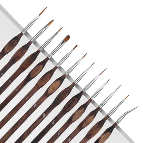 12 Stück Feine Pinsel,Detail Miniatur Pinsel Set,Modellbau Pinsels,Malen nach Zahlen Pinsels,für Acryl,Aquarelle und Malen Nach Zahlen,Zitadelle,Figur,Braun von CIATBYYJ