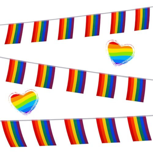 25 Stück Pride Flag,LGBT Regenbogen Pride Banner Flagge,Quadratische Form Regenbogen Flagge,Polyester LGBTQ Flagges für Stolzdekorationen,Stolzmonat,Party,Restaurants von CIATBYYJ