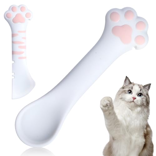 CIATBYYJ 2 Stück Katzenfutter Löffel,Silikon Tierfutterdosenlöffel,Multifunktions Mini-Spatel,Niedliche Pfote Katzen-Nassfutterlöffel für Katzen und Hundefuttergläser von CIATBYYJ