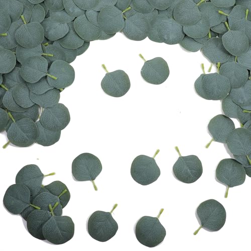 CIATBYYJ 300 Stück Blatt Eukalyptus Deko,Hochzeit Eukalyptusblätter Tischdeko,Deutlich Künstliche Eukalyptusblätter,Wiederverwendbar Eukalyptus Pflanze für Hochzeit Dekoration Baby Shower DIY (Green) von CIATBYYJ