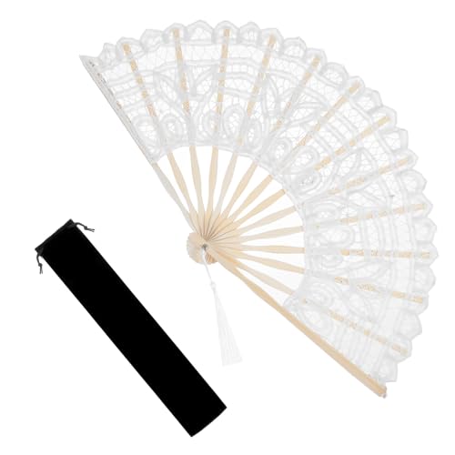 Fächer Hochzeit mit Aufbewahrungstasche,Spitze Fächer Weiß,Zusammenklappbar Handfächer,Brautfächer Hochzeitsfächer für Hochzeite,Wedding,Tanz Dekoration,Fasching Party Fächer Hochzeit mit Aufbewahrungstasche,Spitze Fächer Weiß,Zusammenklappbar Handfächer,Brautfächer Hochzeitsfächer für Hochzeite,Wedding,Tanz Dekoration,Fasching Party von CIATBYYJ