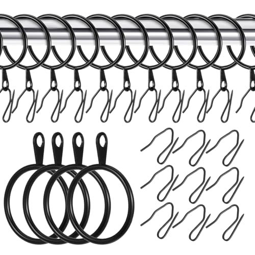 Vorhangringe aus Metall und 40 Stück Vorhangnadelhaken, robust, rostfrei, schwarz, Gardinenhaken für Vorhänge für Fenster, Dusch- und Türvorhänge, 30 mm Innendurchmesser, 40 Stück Vorhangringe aus Metall und 40 Stück Vorhangnadelhaken, robust, rostfrei, schwarz, Gardinenhaken für Vorhänge für Fenster, Dusch- und Türvorhänge, 30 mm Innendurchmesser, 40 Stück von CIATBYYJ