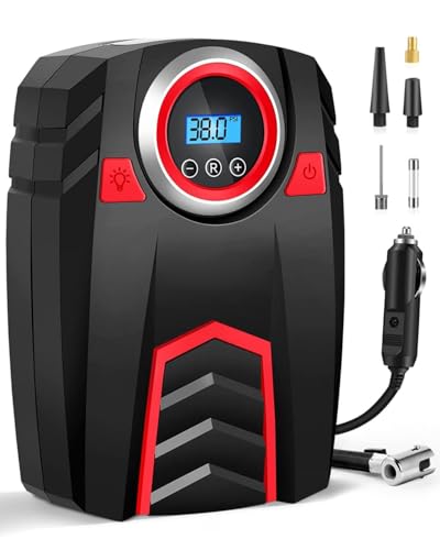 CIBITA Kompressor 12V Auto Digital - 160PSI/30L Luftpumpe mit Auto-Stopp & LCD Display (4 Adapter, 50cm Schlauch, LED) für Autoreifen/Motorrad/Camping/Wohnmobil Zubehör von CIBITA