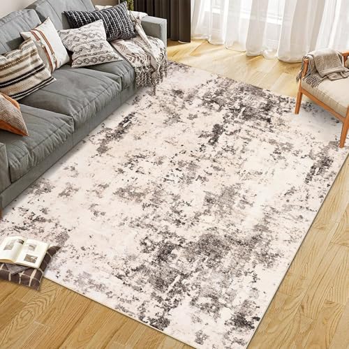 CIBTYHOH Modern Abstraktes Bereich Teppich Wohnzimmer Carpet Flauschiger Kurzflor Teppich Schlafzimmer 200 * 290cm Waschbare Teppiche für Eingangsbereich(Braun) von CIBTYHOH