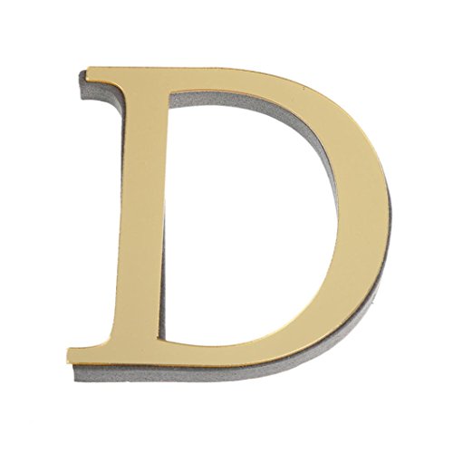 26 Buchstaben DIY Wandaufkleber, CICIYONER 3D Spiegel Acryl Aufkleber Wohnkultur (Gold, D) von CICIYONER