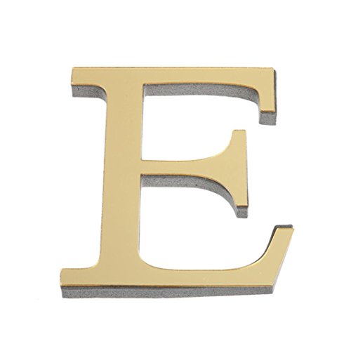 26 Buchstaben DIY Wandaufkleber, CICIYONER 3D Spiegel Acryl Aufkleber Wohnkultur (Gold, E) von CICIYONER