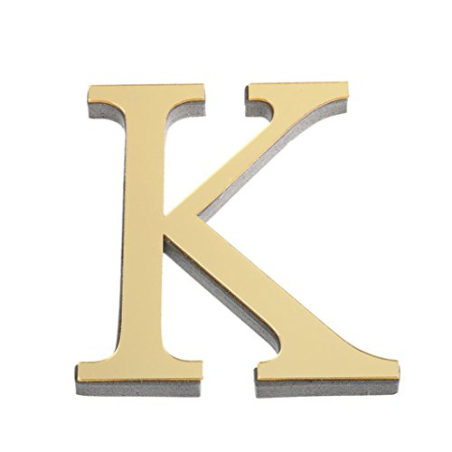 26 Buchstaben DIY Wandaufkleber, CICIYONER 3D Spiegel Acryl Aufkleber Wohnkultur (Gold, K) von CICIYONER