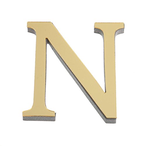 26 Buchstaben DIY Wandaufkleber, CICIYONER 3D Spiegel Acryl Aufkleber Wohnkultur (Gold, N) von CICIYONER