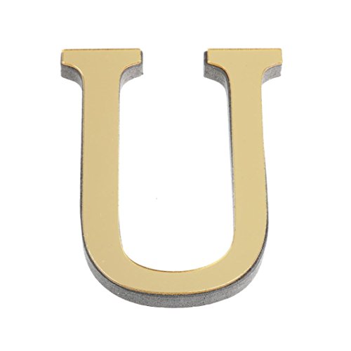 26 Buchstaben DIY Wandaufkleber, CICIYONER 3D Spiegel Acryl Aufkleber Wohnkultur (Gold, U) von CICIYONER