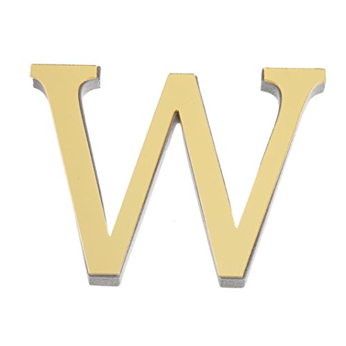 26 Buchstaben DIY Wandaufkleber, CICIYONER 3D Spiegel Acryl Aufkleber Wohnkultur (Gold, W) von CICIYONER