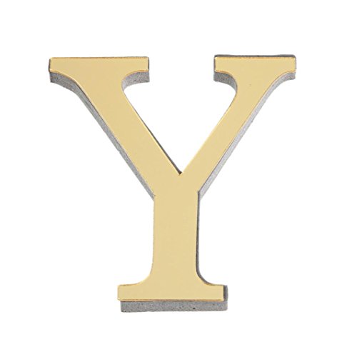 26 Buchstaben DIY Wandaufkleber, CICIYONER 3D Spiegel Acryl Aufkleber Wohnkultur (Gold, Y) von CICIYONER