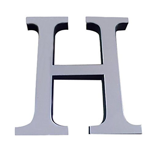 26 Buchstaben DIY Wandaufkleber, CICIYONER 3D Spiegel Acryl Aufkleber Wohnkultur (Silber, H) von CICIYONER