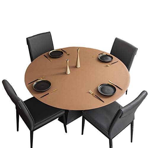 CIEEIN CIEHT PU Tischdecke Tischmatte Rund Schreibtisch Tischunterlage Tischfolie Schutzfolie Tischschutz Matte Wasserdicht Braun Durchmesser 100CM von CIEEIN CIEHT