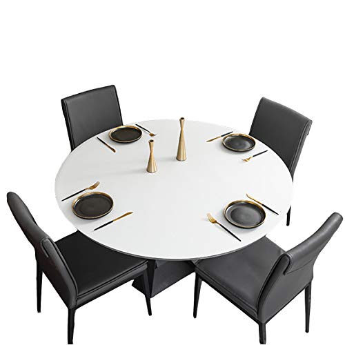 CIEEIN CIEHT PU Tischdecke Tischmatte Rund Schreibtisch Tischunterlage Tischfolie Schutzfolie Tischschutz Matte Wasserdicht Weiß Durchmesser 90CM von CIEEIN CIEHT