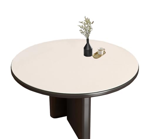 CIEEIN CIEHT PU Tischdecke Tischmatte Schreibtisch Tischfolie Rund Schutzfolie Tischfoli Tischschutz Matte Beideseiten Wasserdicht Weiß+Grau Rund 60cm von CIEEIN CIEHT