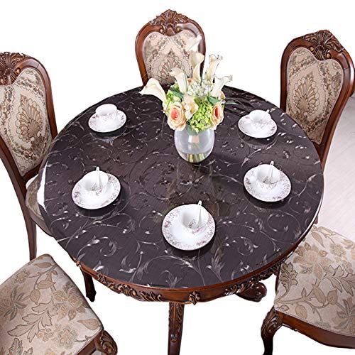 CIEEIN CIEHT PVC Tischdecke Tischmatte Tischfolie Schutzfolie Schreibtisch Tischfoli Tischschutz Matte Rund Waterproof Durable Dunkel Grau 80CM von CIEEIN CIEHT
