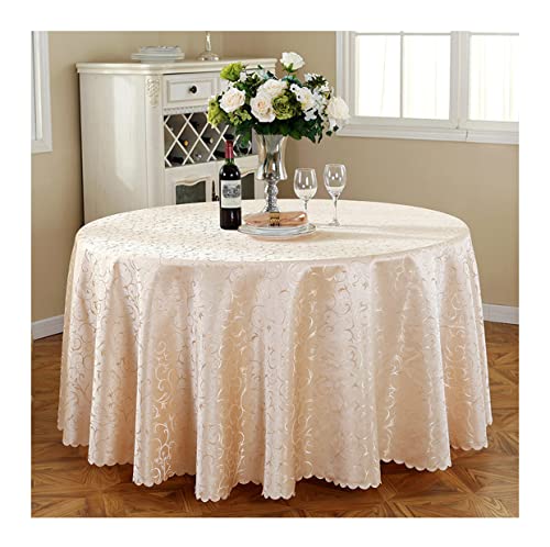 CIEEIN CIEHT Polyester Tischdecke Rund Schreibtisch Tischtuch Tischwäsche Couchtisch Küchentischabdeckung Party Hochzeit Tafeltuch Champagner 160cm von CIEEIN CIEHT