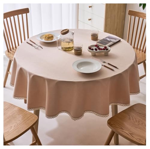 CIEEIN CIEHT Polyester Tischdecke Schreibtisch Rund Tischfoli Tischtuch Tischwäsche Couchtisch Tischabdeckung Party Tafeltuch Pink B Rund 200cm von CIEEIN CIEHT