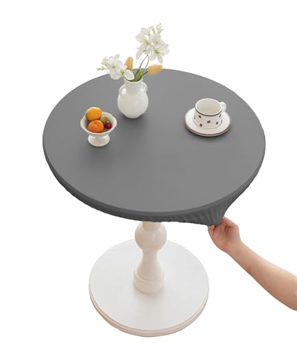 CIEEIN CIEHT Polyester Tischdecke Schreibtisch Tischfoli Tischtuch Tischwäsche Rund Durchmesser 60cm-160cm Couchtisch Wasserdicht Tischabdeckung Hotel Gaststätten Tafeltuch Helle Grau Rund 90cm von CIEEIN CIEHT