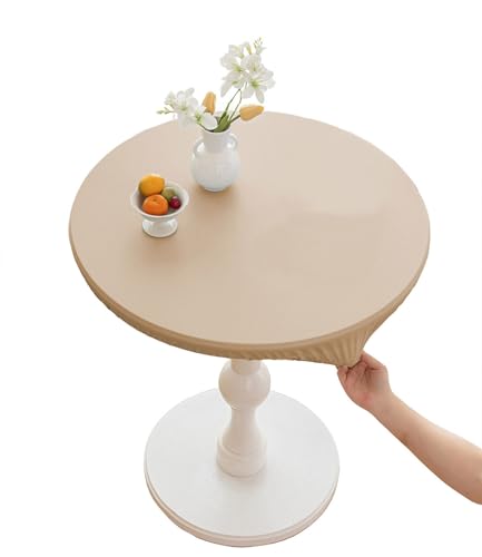 CIEEIN CIEHT Polyester Tischdecke Schreibtisch Tischfoli Tischtuch Tischwäsche Rund Durchmesser 60cm-160cm Couchtisch Wasserdicht Tischabdeckung Hotel Gaststätten Tafeltuch Khaki Rund 120cm von CIEEIN CIEHT