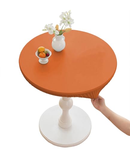 CIEEIN CIEHT Polyester Tischdecke Schreibtisch Tischfoli Tischtuch Tischwäsche Rund Durchmesser 60cm-160cm Couchtisch Wasserdicht Tischabdeckung Hotel Gaststätten Tafeltuch Orange Rund 120cm von CIEEIN CIEHT