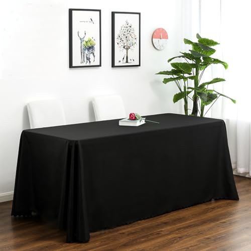 CIEEIN CIEHT Polyester Tischdecke Schreibtisch Tischtuch Tischwäsche Couchtisch Küchentischabdeckung Party Hochzeit Tafeltuch Schwarz 140 * 220cm von CIEEIN CIEHT