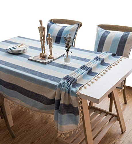 CIEEIN CIEHT Tischdecke Schreibtisch Tischtuch Tischwäsche Couchtisch Küchentischabdeckung Tafeltuch Tassel Blau 140x140CM von CIEEIN CIEHT
