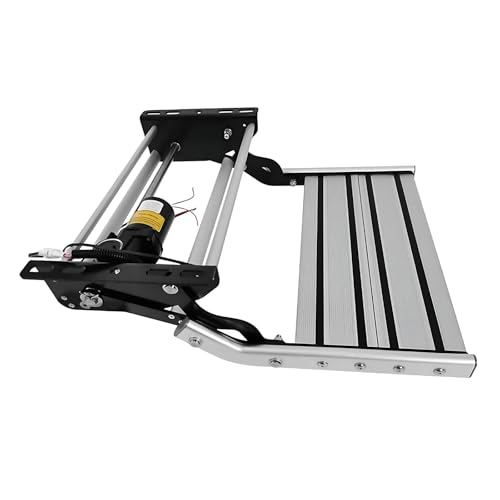 CIELOBLOEN Automatisch Einziehbare Elektrische Wohnmobil-Trittstufe mit LED-Beleuchtung, Klappbare Aluminium Treppe mit Rutschfester Oberfläche, 200kg Tragkraft SingleLayerElectric von CIELOBLOEN