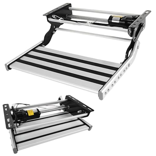 CIELOBLOEN Automatische RV Trittstufe mit LED Lichtleiste, Elektrisch Klappbare Aluminium Treppenstufe mit Rutschfester Oberfläche, Für Wohnmobile, Reisemobile und Wohnwagen SingleLayerElectric von CIELOBLOEN