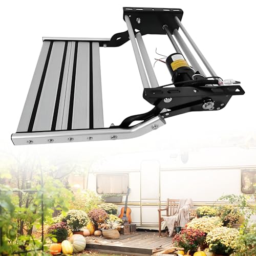 CIELOBLOEN Elektrisch Verstellbare Wohnmobil-Treppe, Automatisch Klappbare Aluminiumlegierung Trittstufe mit LED Licht, 200kg Traglast für Caravan, Campingbus, Wohnwagen SingleLayerElectric CIELOBLOEN Elektrisch Verstellbare Wohnmobil-Treppe, Automatisch Klappbare Aluminiumlegierung Trittstufe mit LED Licht, 200kg Traglast für Caravan, Campingbus, Wohnwagen SingleLayerElectric von CIELOBLOEN