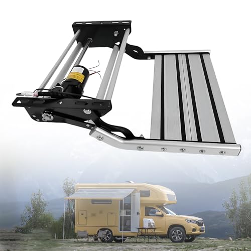 CIELOBLOEN Elektrische Wohnmobil Trittstufe mit Anti-Rutsch Profil, Automatisch Einziehbare Aluminiumlegierung Stufe, 200kg Tragfähigkeit für Camping Van, Caravan SingleLayerElectric von CIELOBLOEN