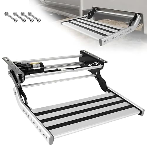 CIELOBLOEN Robuste Elektro Trittstufe für Wohnmobile, Automatisch Einziehbare Aluminium Stufe mit Breiter Anti-Rutsch Fläche, 440LBS Kapazität für Reisemobil, Van SingleLayerElectric von CIELOBLOEN