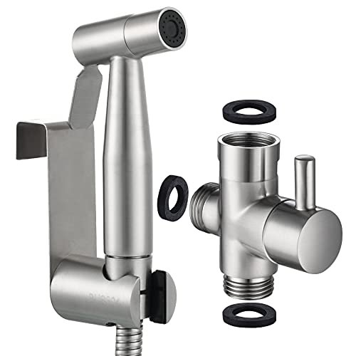 CIENCIA Bidet Handbrause Set Edelstahl Toiletten Dusche mit Schlauch und G1/2" Ventil für Badezimmer Hygiene, Gebürstetes Nickel, WS024F von CIENCIA