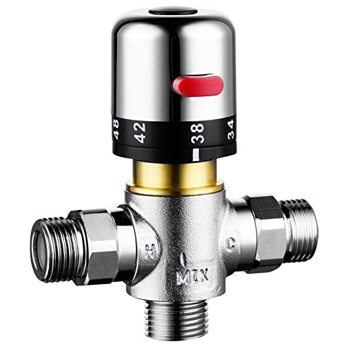 CIENCIA Thermostatventil 1/2 zoll 3 Wege Ventil Thermostat Messing Duschthermostat Brausethermostat für Handbrause, Duscharmatur, CTM504 von CIENCIA