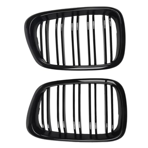 CIENUWPD 1 Paar Glänzend Schwarz Front Hood Niere Grill Dual Line Zubehör für BMW E39 5-Series 525 528 1995-2004 51137005837 51137005838(Bright Black) von CIENUWPD