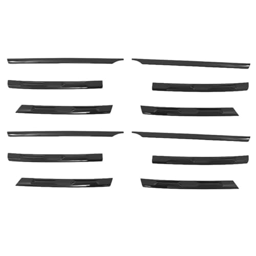 CIENUWPD 12X LHD Glänzend Schwarz Front Stoßstange Mesh Center Grille Grill Form Streifen Abdeckung Trim für Tiguan L 2017-2021(Glossy Black) von CIENUWPD
