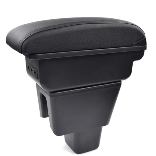 CIENUWPD Armlehne Leder Armlehne USB Aufbewahrungsbox Mittelkonsole Zubehör Innenteile Auto-Styling für Honda Amaze 2018(6H Black Thread,) von CIENUWPD