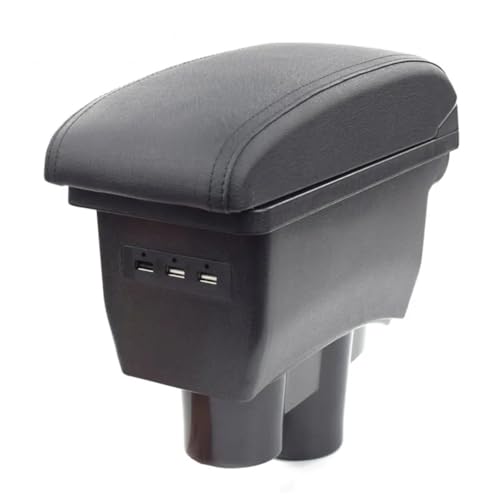 CIENUWPD Armlehne Leder Armlehne USB Auto-Styling Aufbewahrungsbox Auto Mittelkonsole Teile Zubehör für Peugeot 301 c Elysee 2008(für 2017-2020 Black) von CIENUWPD