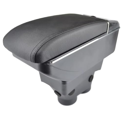 CIENUWPD Aufbewahrungsbox Armlehne Doppellagige Armlehne Schwarzes Leder Doppel für Peugeot 208 2013-2018(Black Thread) von CIENUWPD