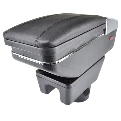 CIENUWPD Aufbewahrungsbox Armlehne Drehbare Armlehne Schwarzes Leder Auto Styling Dekoration für Mitsubishi Mirage 2014-2018(Black Thread) von CIENUWPD