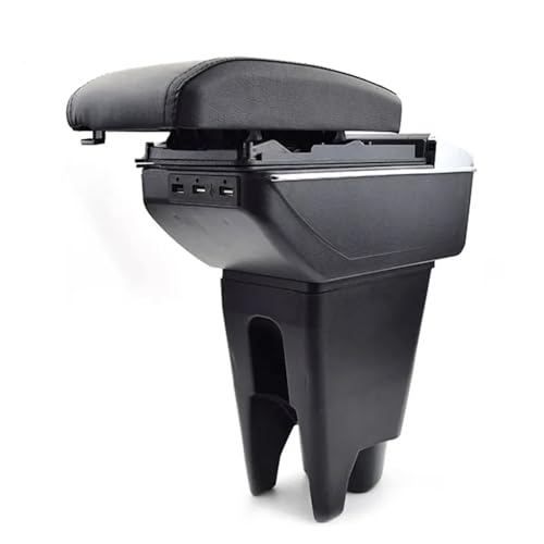 CIENUWPD Auto Armlehne Armlehne Mittelkonsole USB Aufbewahrungsbox Leder Auto-Styling Innenausstattung Dekoration für Peugeot 107(F Black) von CIENUWPD