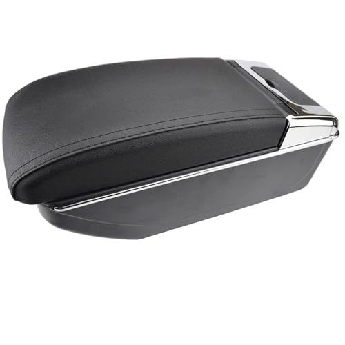 CIENUWPD Auto Armlehne Dual Arm Rest Getränkehalter Center Center Console Storage Box Leder für Mazda 2 Demio 2008-2013(Black Thread) von CIENUWPD