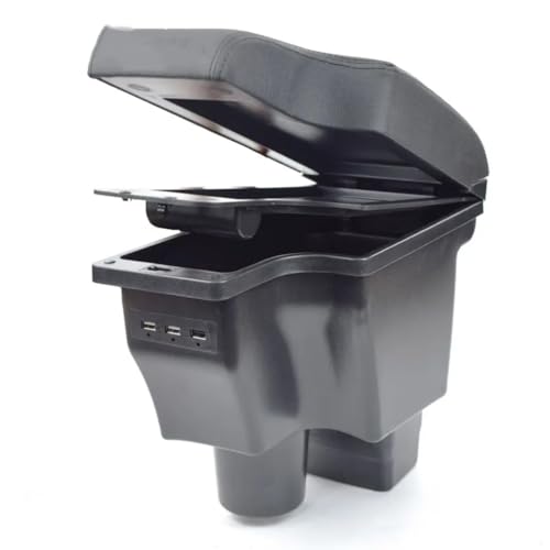 CIENUWPD Auto Armlehne Leder Armlehne Styling Rise Aufbewahrungsbox Dekoration Mittelkonsole Zubehör für Mazda CX-3 2018(2014-2020 Black,) von CIENUWPD
