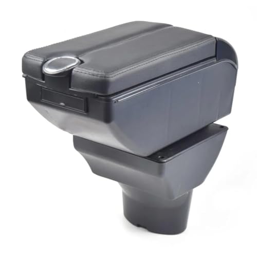 CIENUWPD Auto Armlehne Leder Armlehne USB Aufbewahrungsbox ABS Mittelkonsole Zubehör Innenteile Automobil für Hyundai i20 2011(D red Thread,) von CIENUWPD