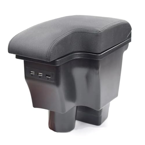 CIENUWPD Auto Armlehne Mittelkonsole Aufbewahrungsbox Armlehne Pad Auto-Styling Dekoration Innenzubehör für Mazda 2 Demio(2014-2020 Black,) von CIENUWPD